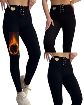 LEGGINSY PRĄŻKOWANE PRĄŻEK WIĄZANIE WYSOKI STAN M/L