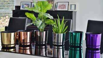 Вазон для цветов 26 большой, лососевый, блестящий, современный РОЗОВЫЙ