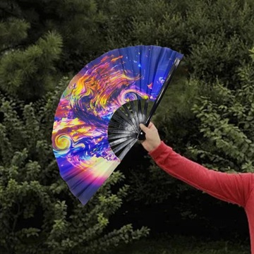 Большой складной ручной веер Rave nese Kung Fu Tai Fan Fluorescent