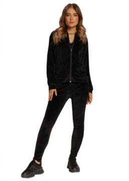 Женский спортивный костюм, бархат на молнии, черный комплект, 91 3XL