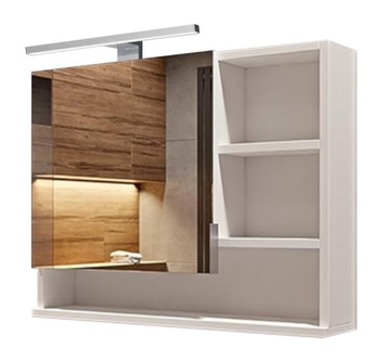 Szafka lustrzana łazienkowa z półkami i oświetleniem LED - Biała Prawa