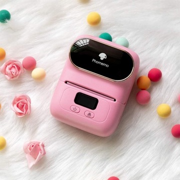 Термопринтер самоклеящихся этикеток Phomemo M110 розовый с Bluetooth