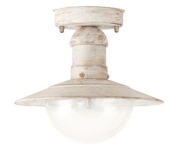 Lampa sufitowa zewnętrzna prowansalska biała antyczna z kloszem Rabalux