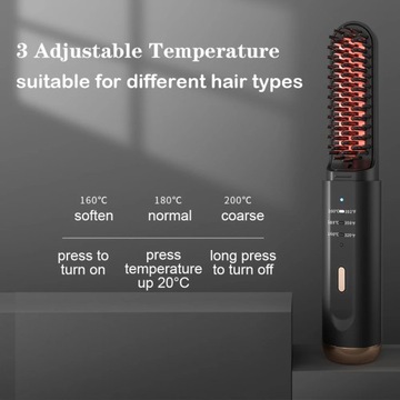 Cordless Beard Straightener for Men Hair Straightener Brush Fast Heated Ele