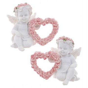 2 małe słodkie aniołki figurki w kałcie