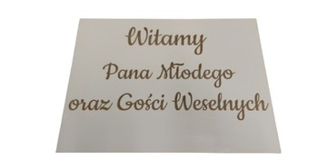 Tabliczka Witamy Pana Młodego oraz Gości weselnych ślub biała 50x37