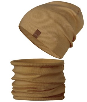 Komplet CZAPKA + TUBA komin beanie PRĄŻEK r. 51-56