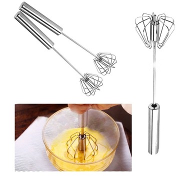 Egg Whisk Hand Push Whisk Blender Stainless Steel Egg Beater Milk Frother