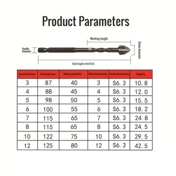 7шт 3 12мм удлиненные шестигранные сверла