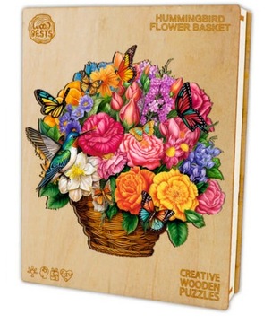 БОЛЬШОЙ ДЕРЕВЯННЫЙ ПАЗЛ 300 ШТУК ЦВЕТОЧНАЯ КОРЗИНА В ДЕРЕВЯННОЙ КОРОБКЕ