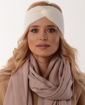 Женская зимняя повязка на голову БОХО узел КРЕМ - О3