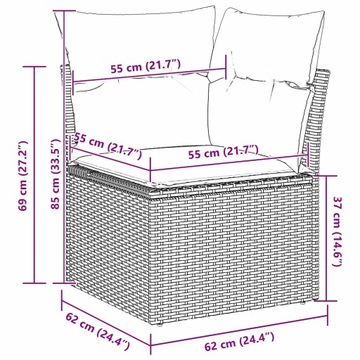 Modułowa Sofa Ogrodowa dla Czterech Osób, Czarno-Kremowa, 70 cm Głębokość S