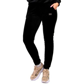 S349 SPODNIE WELUROWE Z NASZYWKĄ CZARNY r. 40 (L)