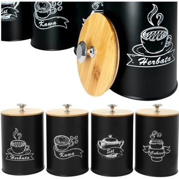 ZESTAW POJEMNIKÓW KOMPLET KAWA HERBATA CUKIER SÓL