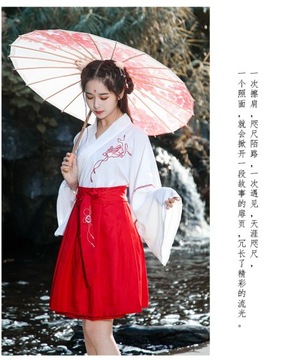 TRADYCYJNE CHIŃSKIE HANFU KOMPLET STRÓJ MINI TANG HAN SONG MING PASEK 1