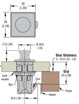 ZAMEK WCISKANY KWADRAT M. CHR.SOUTHCO