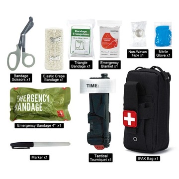 10pcs IFAK Tactical Molle Pouch Survival First Aid Kit for Emergency