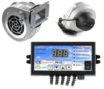 ZESTAW do kotła pieca sterownik PK-22 + dmuchawa 80 W wentylator NWS-100