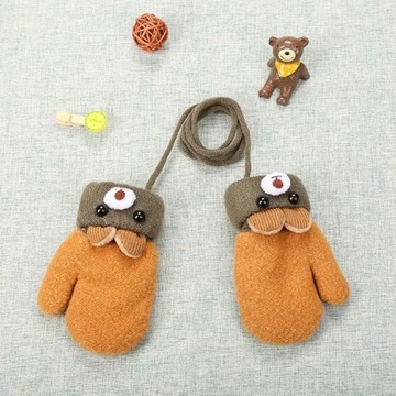 Вязаные перчатки с полным пальцем, плюшевые толстые теплые детские перчатки с героями мультфильмов, детские перчатки