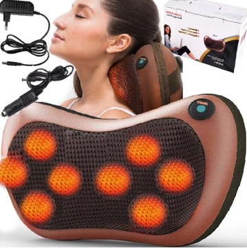 МАССАЖНАЯ ПОДУШКА ШИАЦУ Расслабляющий массаж шеи/спины/тела 2 зарядных устройства