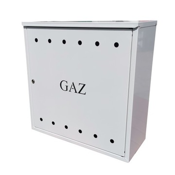 Skrzynka gazowa biała metalowa 60x60x25 z tyłem