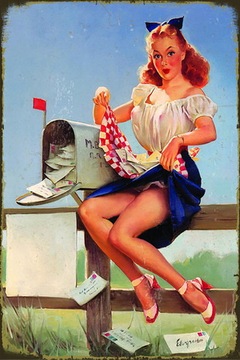 Tablica Ozdobna Blacha Girl And Mailbox Postbox