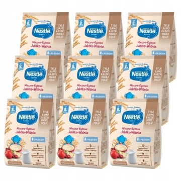 Kaszka Nestlé mleczno-ryżowa jabłko-wiśnia po 8. miesiącu 9x 230 g