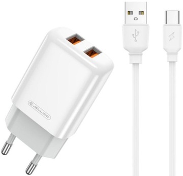 Ładowarka sieciowa zasilacz JELLICO EU02 12W 2xUSB 2.4A + kabel USB-C 1m