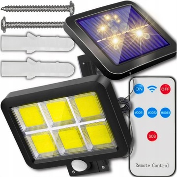 LAMPA SOLARNA Z CZUJNIKIEM RUCHU ZMIERZCHU LED ZEWNĘTRZNA OGRODOWA + PILOT