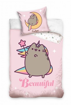 Pościel Bawełniana 160x200 Pusheen Jednorożec Różowa