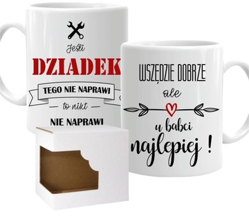 Zestaw 2 kubków dla BABCI i DZIADKA prezent dla DZIADKÓW
