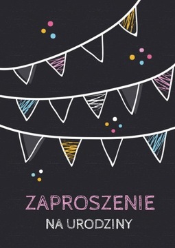 ZAPROSZENIE ZAPROSZENIA URODZINY Czarne Girlanda!