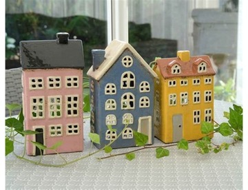 Фонарь-подсвечник фонарь домик керамический желтый 20-25