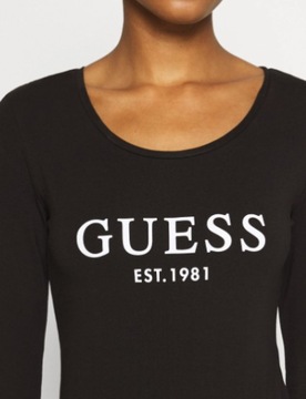 GUESS czarne body damskie bawełniane długi rękaw logo L