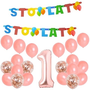 Balony na ROCZEK ROSE GOLD STO LAT zestaw r3