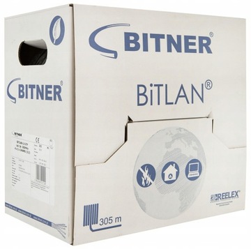BITNER Kabel skrętka drut UTP 5e 100% miedź 305m