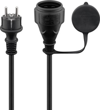 Kabel sieciowy zewnętrzny, czarny 5 m