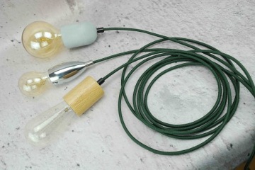 цветной кабель плетеный кабель бутылка зеленый лофт стиль паук лампа DIY