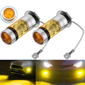 2szt. Żarówki przeciwmgielne LED H3 Żółte 4300k 5000 lm Super jasna żarówka LED