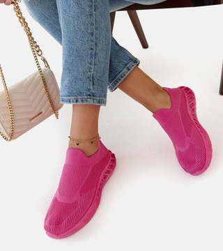 Różowe sneakersy sportowe skarpetka buty damskie 27809 rozmiar 38
