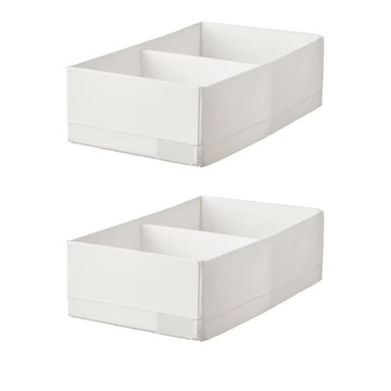 IKEA STUK PUDEŁKO Z PRZEGRÓDKAMI BIAŁE 20x34x10 CM ZESTAW 2 SZT.