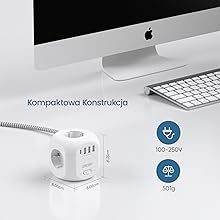ПРОТИВОПОДЪЕМНАЯ НАКЛАДКА ЗАЩИТНЫЙ CUBE 8в1 4 РАЗЪЕМА + 3 USB-A + 1 USB-C
