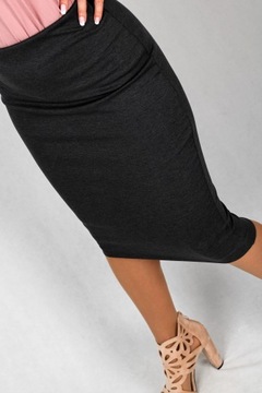 S TUBA GRAFITOWA spódnica dopasowana midi ołówkowa dzianinowa szara 36