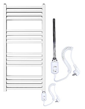 Grzejnik łazienkowy elektryczny 83x40 Biały matowy Grzałka 300W