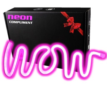 Neon LED Baterie/USB Na ścianę Wow na prezent