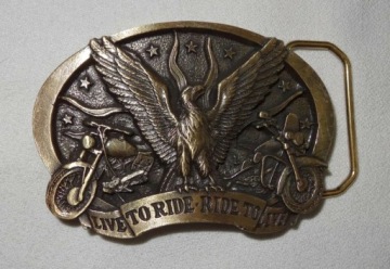 LIVE to RIDE .. CHOPPER Z ORŁEM masywna klamra spinka zapinka brąz