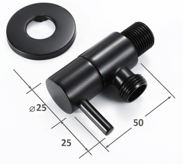 УГЛОВОЙ КЛАПАН 1/2 3/8 МАТОВО-ЧЕРНАЯ КЕРАМИЧЕСКАЯ ГОЛОВКА