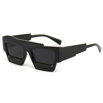 Modne nieregularne kwadratowe okulary przeciwsłoneczne damskie Retro Trendy