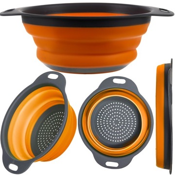 DURSZLAK SITKO SKŁADANE OCIEKACZ CEDZAK KUCHENNE POMARAŃCZOWY 19cm TPR + PP