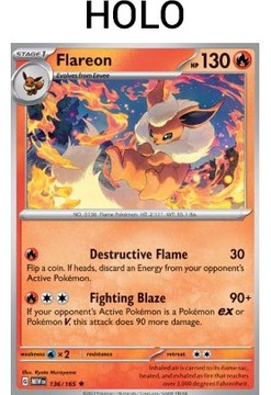 Karta Pokemon Flareon (MEW 136) 136/165 Holo